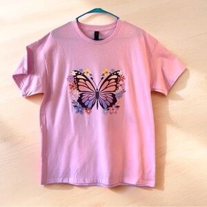 Enchanted Garden Butterfly Tee | Handmade Whimsy | Size L